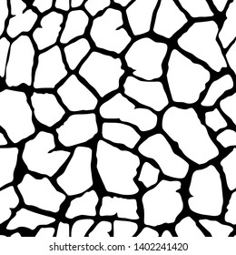 Giraffe animal skin print. Seamless texture  vector pattern. White tiles on black background imitate giraffe skin. Perfect for fashion, fabric, cards, scrapbooking, wrapping paper and home decor.