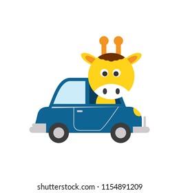 Giraffe Animal In Transportation, Vector Illustration