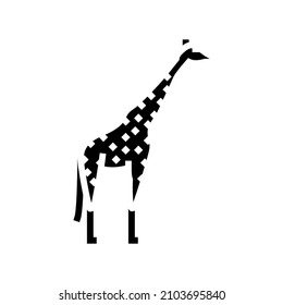giraffe animal in zoo glyph icon vector. giraffe animal in zoo sign. isolated contour symbol black illustration