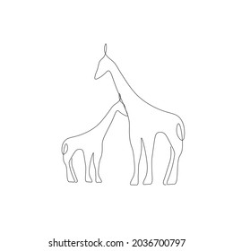 Giraffe animals silhouette drawing vector illustration