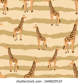 giraffe animals vector seamless pattern. Concept for print, textile, web design, wallpapers 