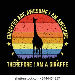 Giraffe Animals Vintage t shirt design