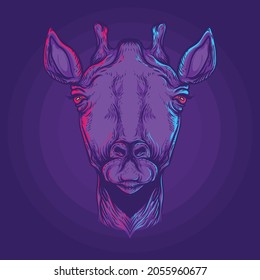 giraffe artwork illustration i neon color 