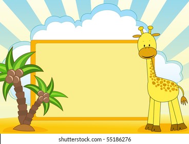 Giraffe. Baby background with place for your text. Vector  illustration.