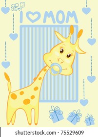 giraffe for baby boy, invitation