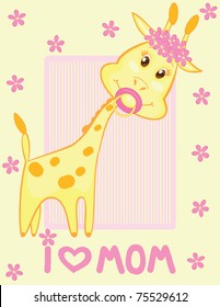 giraffe for baby girl, invitation