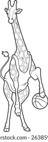 Giraffe Basketball player Basketball Animal Vector Graphic Art Illustration