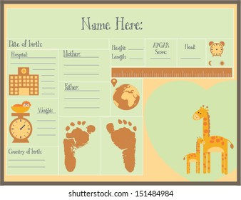 Giraffe Birth announcement