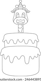 Giraffe Birthday Cake Animal Vector Graphic Art Illustration
