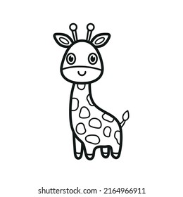 Giraffe Black White Vector Illustration Coloring Stock Vector (Royalty ...