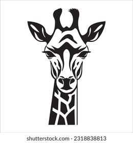 giraffe black and white vector illustration 