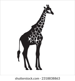giraffe black and white vector illustration 