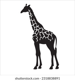 giraffe black and white vector illustration 