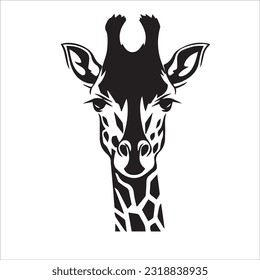 giraffe black and white vector illustration 