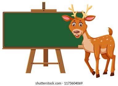 A giraffe and blackboard template illustration