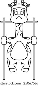Giraffe Bodybuilder Pull ups Bodybuilding Animal Vector Graphic Art Illustration