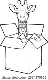 Giraffe Box Animal Vector Graphic Art Illustration