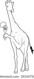 Giraffe Broccoli Vegetables Animal Vector Graphic Art Illustration