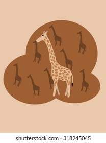 Giraffe and brown background