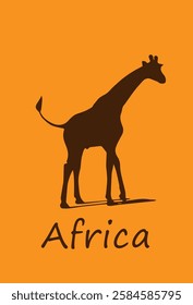 giraffe brown text africa on orange background,