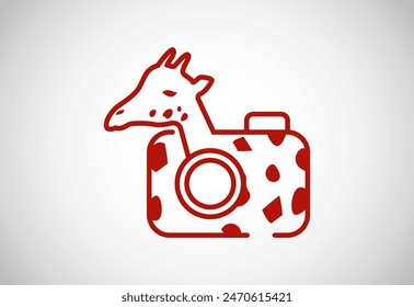 Giraffe camera logo design vector icon symbol illustration. photography logo