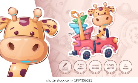 Giraffe In The Car - Cte Sticker