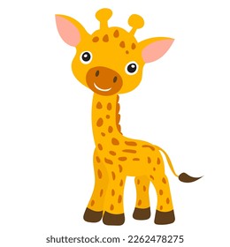 giraffe cartoon with big eyes on a white background, vector