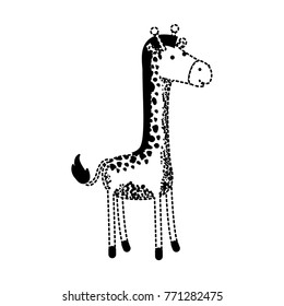 giraffe cartoon in black dotted silhouette