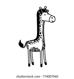 giraffe cartoon in black sections silhouette