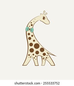 Giraffe cartoon with bow tie