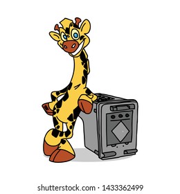Giraffe cartoon character. Funny giraffe flat vector isolated on white.