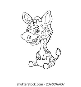 Giraffe Cartoon Characters On Kids Coloring book High-Res Vector, coloring book, coloring page, vector line art