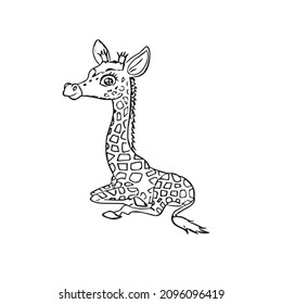 Giraffe Cartoon Characters On Kids Coloring book High-Res Vector, coloring book, coloring page, vector line art