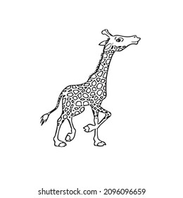 Giraffe Cartoon Characters On Kids Coloring book High-Res Vector, coloring book, coloring page, vector line art
