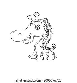 Giraffe Cartoon Characters On Kids Coloring book High-Res Vector, coloring book, coloring page, vector line art