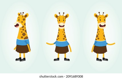 Giraffe Cartoon Cute Character Vector Illustration