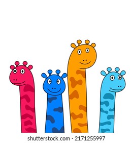 Giraffe cartoon so cute four color.for T shirt kid.vector and illustration.