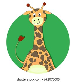 Giraffe cartoon flat icon. Cartoon giraffe app avatar. Vector illustration