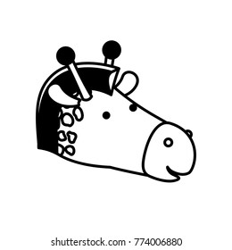 giraffe cartoon head in black sections silhouette