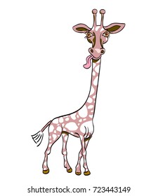 Giraffe cartoon image. Artistic freehand drawing.