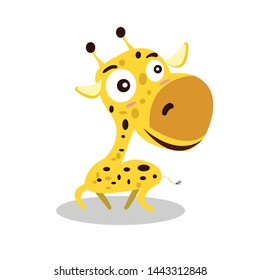 giraffe cartoon isolated on white background.Educational images for children.