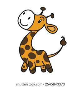 Giraffe  Cartoon isolated on white background. Cute safari animal. African animal