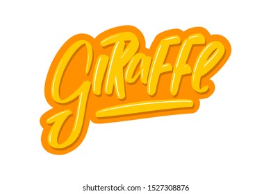 Giraffe cartoon lettering text. Vector illustration for print and advertising