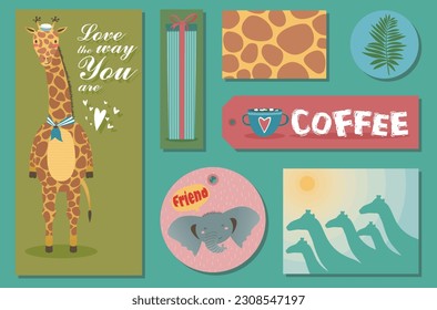 Giraffe cartoon with sailor hat and best friend elephant. Things about giraffe.
