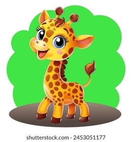 Giraffe in cartoon style. A cheerful Giraffe. A beautiful drawing of a Giraffe for children. Vector illustration.