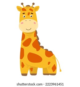 Giraffe in a cartoon style, is insulated on white background. easy to use