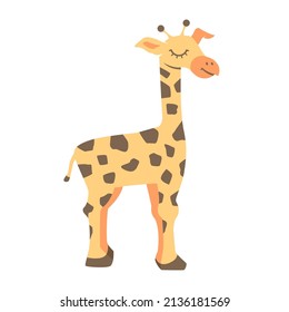 Giraffe cartoon style vector illustration on white