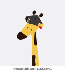 Giraffe in a cartoon style wearing a graduation hat vector