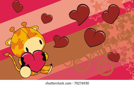 giraffe cartoon valentine background in vector format