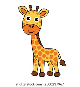 Giraffe cartoon, vector illustration. Giraffe clipart, isolated on white background. Cute safari animal. African animal.